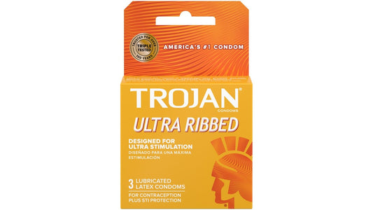 Trojan Ultra Ribbed Lubricant Latex Condoms (3 ct)